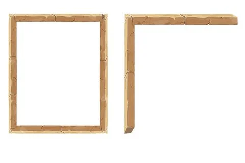Set stone brick frame border, corner ancient medieval in cartoon style, isolated Stock Illustration