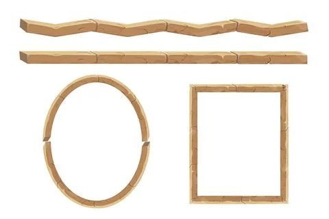 Set stone brick frame border, corner ancient medieval in cartoon style, isolated Illustrazione stock