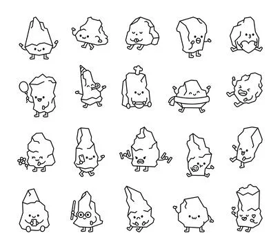 Set of stone characters Illustrazione stock