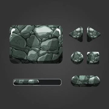 Set of stone different buttons Stock Illustration