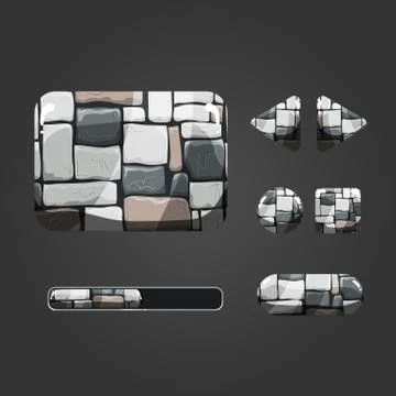 Set of stone different buttons Stock Illustration