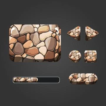 Set of stone different buttons Stock Illustration