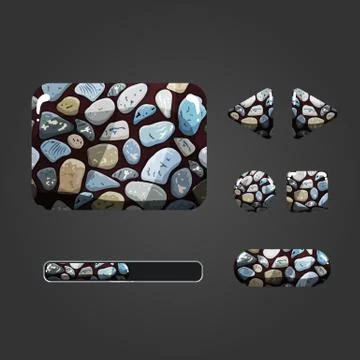Set of stone different buttons Stock Illustration
