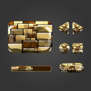 Set of stone different buttons Stock Illustration