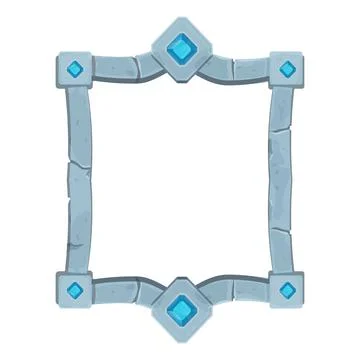 Set stone frame with border and gemstones, shield shape, empty medieval menu Stock Illustration