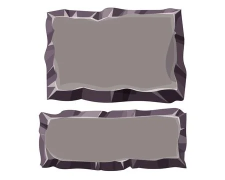 Set stone game menu panels, textured ui frames interface template in comic Ilustración de archivo