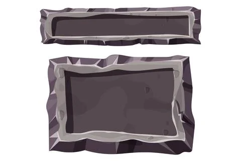 Set stone game menu panels, textured ui frames interface template in comic Stock Illustration