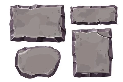 Set stone game menu panels, textured ui frames interface template in comic Stock Illustration