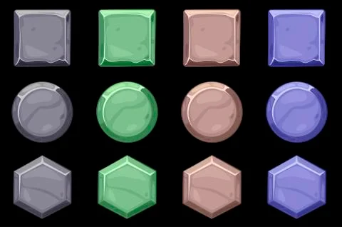 Set of stone icons frames of different shapes. Stock Illustration