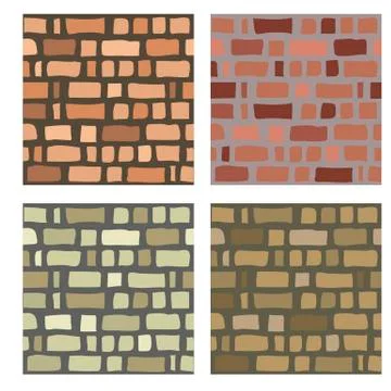 Set of stone or brick textures Stock Illustration