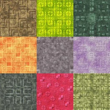 Set of stone pattern generated seamless textures Stock Illustration