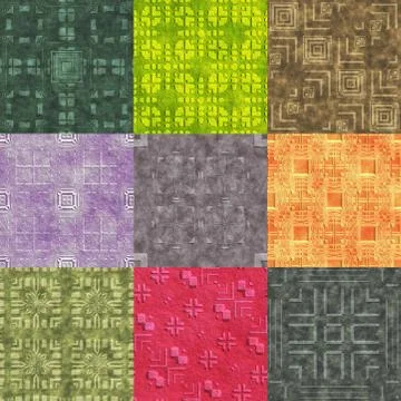 Set of stone pattern generated seamless textures Stock Illustration