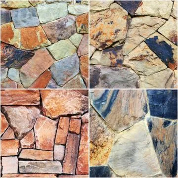 Set of stone wall tecture background Stock Photos