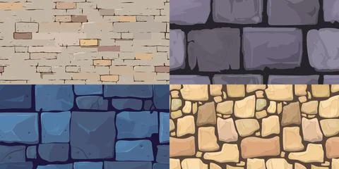 Set of stone wall textures. Vector illustration Stock Illustration