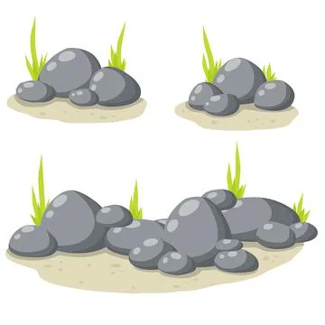 Set of stones for the background. Forest and mountain environment. Ilustração Stock