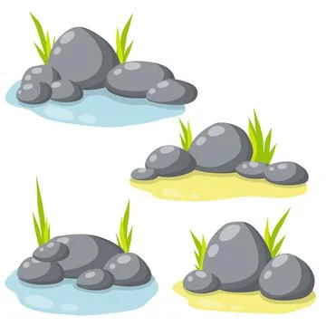 Set of stones for the background. Ilustração Stock