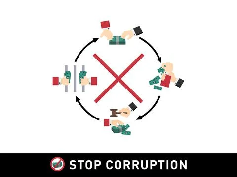 Set of stop corruption and illegal payment circle vector Illustrazione stock