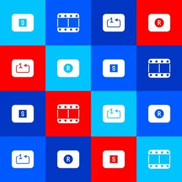 Set Stop media button, Play video, Repeat track music player and Record icon Illustrazione stock