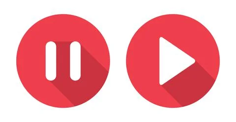 Set of Stop, pause and play icon, interface media button, internet player vid Illustrazione stock