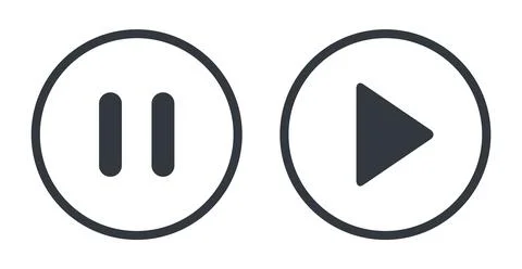 Set of Stop, pause and play icon, interface media button, internet player vid Illustrazione stock