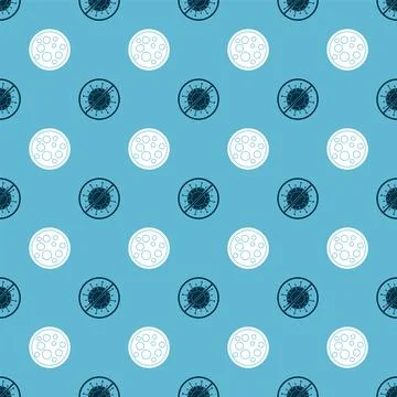 Set Stop virus and Virus on seamless pattern. Vector Stock Illustration