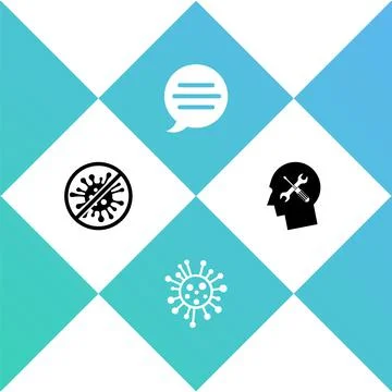 Set Stop virus, bacteria, Bacteria, Speech bubble chat and Human head service イラスト素材