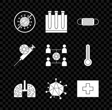 Set Stop virus, Blood test and, Medical protective mask, Virus cells in lun.. Stock Illustration