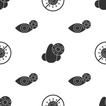 Set Stop virus, Runny nose and virus and Reddish eye due to virus on seamless Stock Illustration