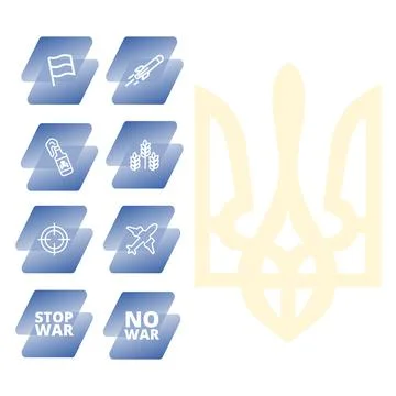 Set of stop war vector stickers and icons. Stock Illustration