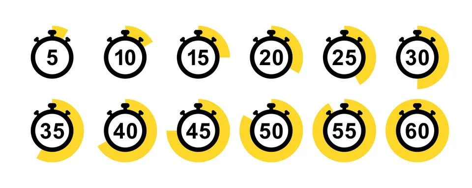 Set of stopwatch and timer or clock. Stopwatch icons set. Vector illustration Stock Illustration