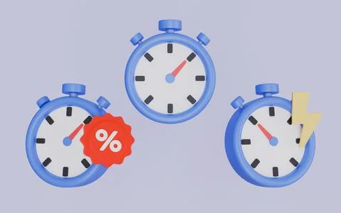 Set stopwatch quick time, discount notification reminder icon concept Stock Illustration