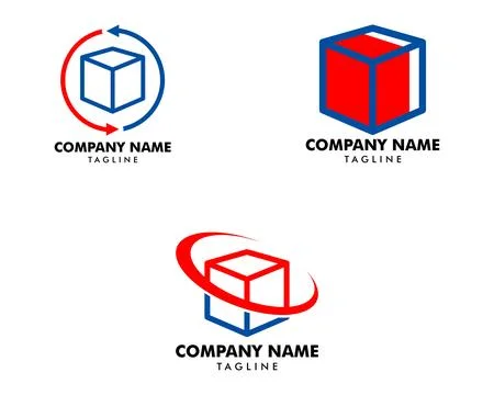 Set of Storage Box Logo Template Design Stock Illustration