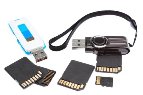 A set of storage memory. On a white background. Stock Photos