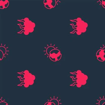 Set Storm and Global warming on seamless pattern. Vector 스톡 일러스트