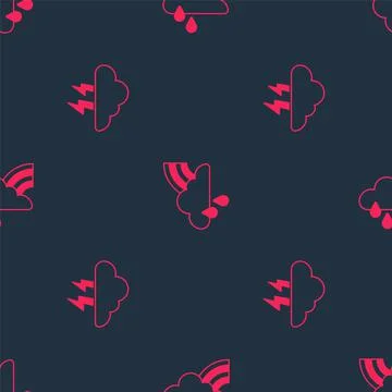 Set Storm and Rainbow with cloud and rain on seamless pattern. Vector Stock Illustration
