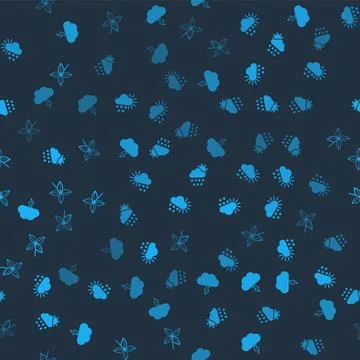 Set Storm, Cloudy with snow, snow, rain, sun and Pinwheel on seamless pattern Illustrazione stock