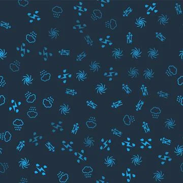 Set Storm, Wind and snow, Tornado and Cloud with rain on seamless pattern Stock Illustration