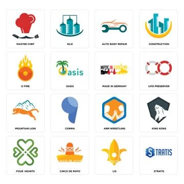 Set of stratis, lis, four  hearts, arm wrestling, mountain lion, made in germ 無料イラスト素材