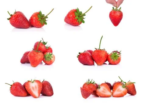 Set of strawberries isolated on a white background Stock Photos