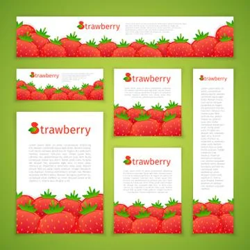 Set of Strawberry Banners Stock Illustration