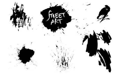 Set of street art elements. Background black and white abstract texture  イラスト素材