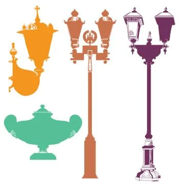 Set of street lanterns Stock Illustration