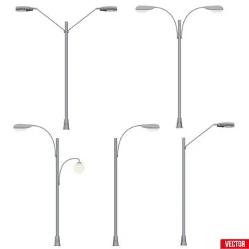 Set of Street Light Lamp post isolated 스톡 일러스트
