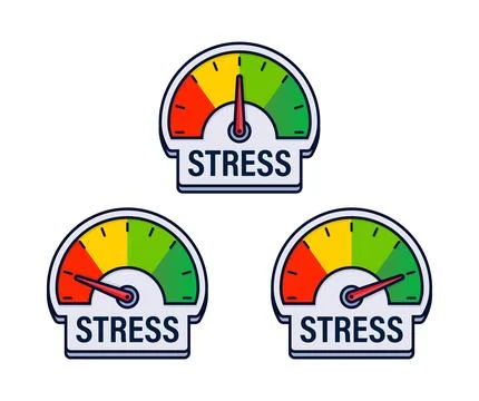 Set of Stress Level Indicators Vector Illustration with Color Coded Emotional Иллюстрация
