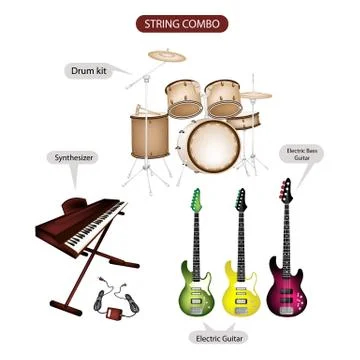 A Set of String Combo Music Equipment Stock Illustration