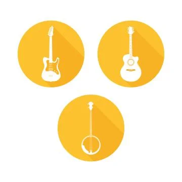 Set of Stringed Musical Instruments Stock Illustration