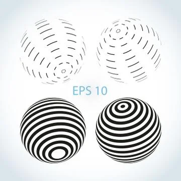 Set of striped ball logo Stock Illustration