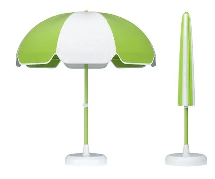 Set of striped beach umbrellas for summer getaways isolated on white backgrou Stockillustratie