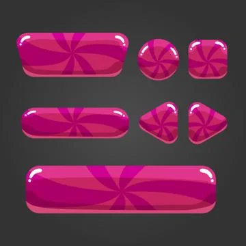 Set striped  button in cartoon style Stock Illustration