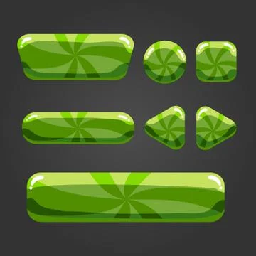 Set striped  button in cartoon style Stock Illustration